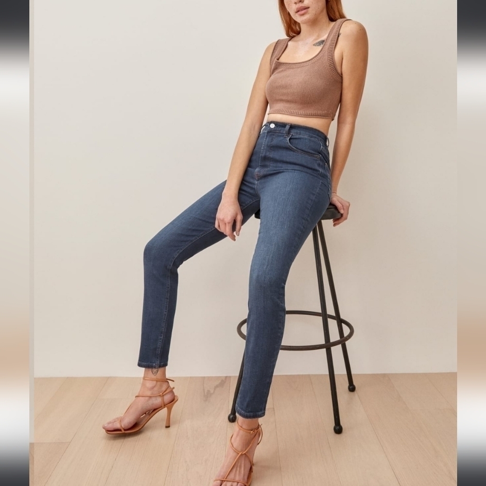 Reformation Harper High and Skinny Button Fly